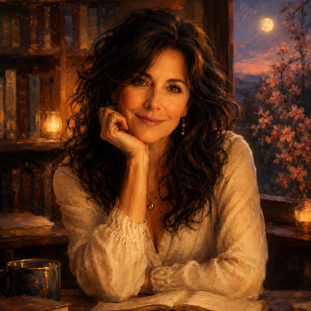 Luna-Narie Moonshadow in a warm moonlit library
